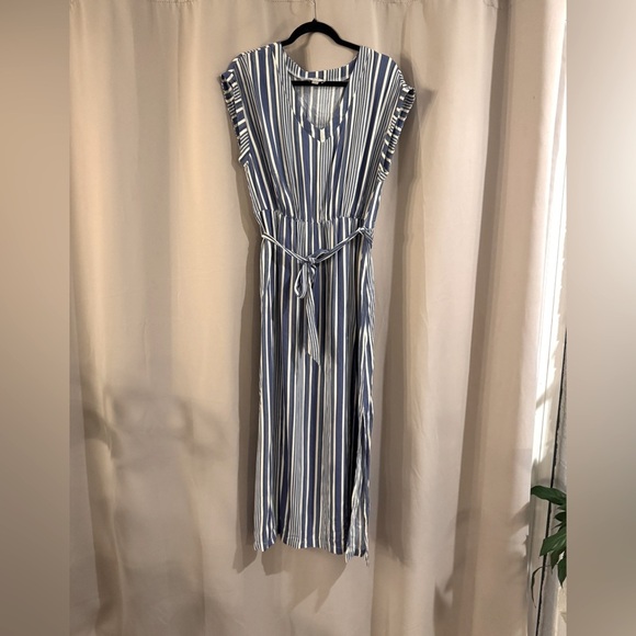 ECI Navy and White Striped Maxi Dress - Picture 1 of 7